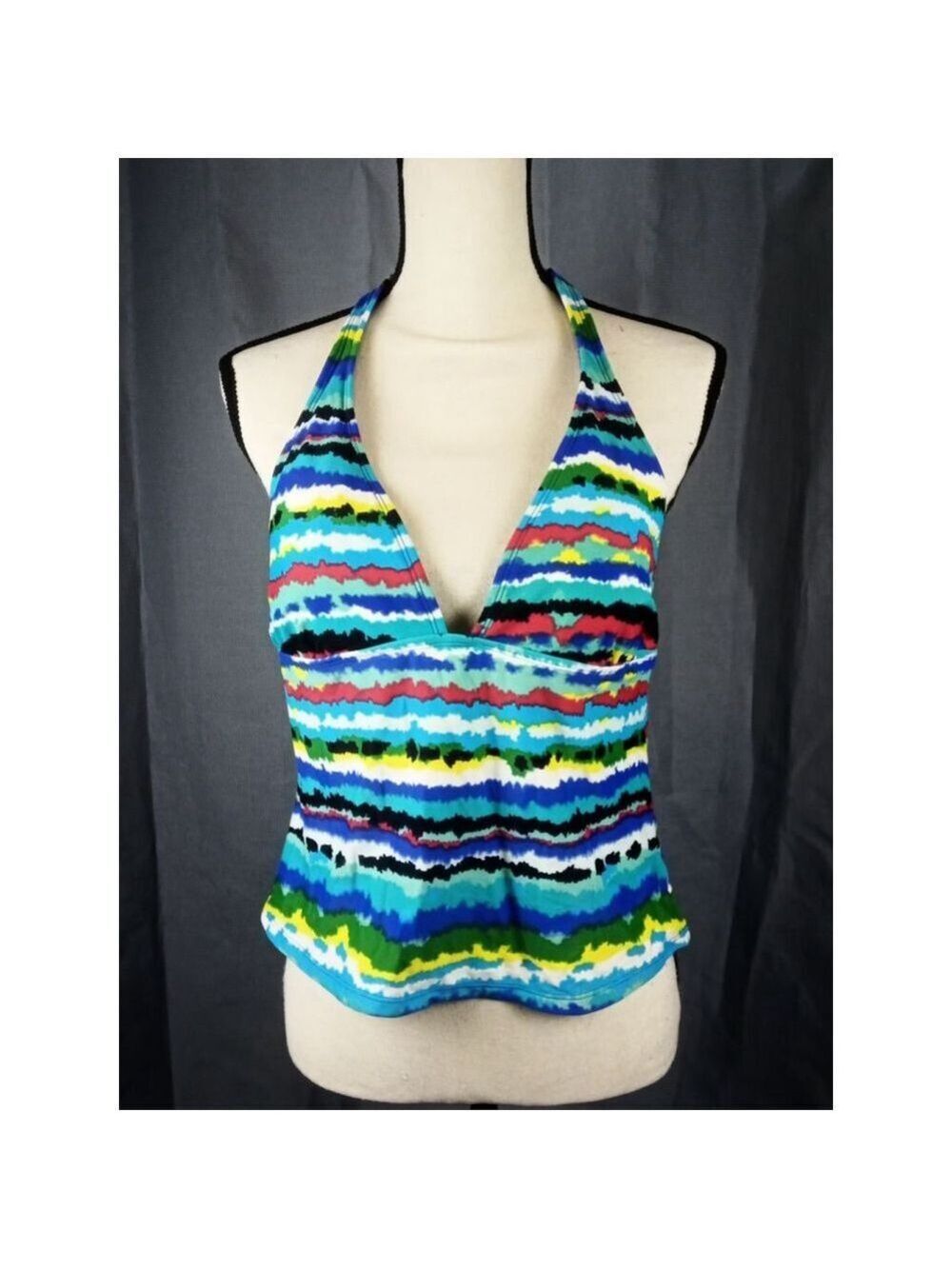 Faded Glory tankini top, multicolor pattern, size L